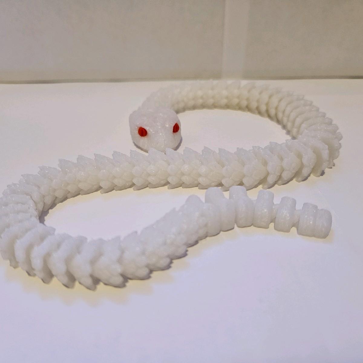 3D Printed Glow in the Dark (Blue) with Red eye Articulated Snake fidgetstoys - Image 3