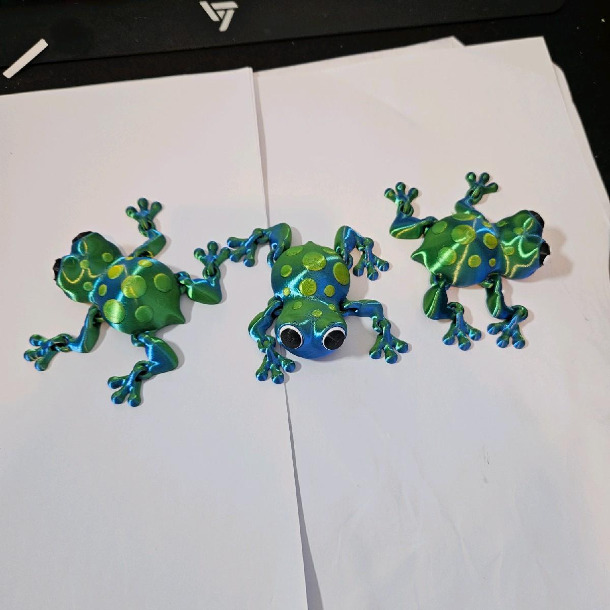 Flexi Frog, Blue and Green with Green and Yellow Spots. 3D Printed - Image 4