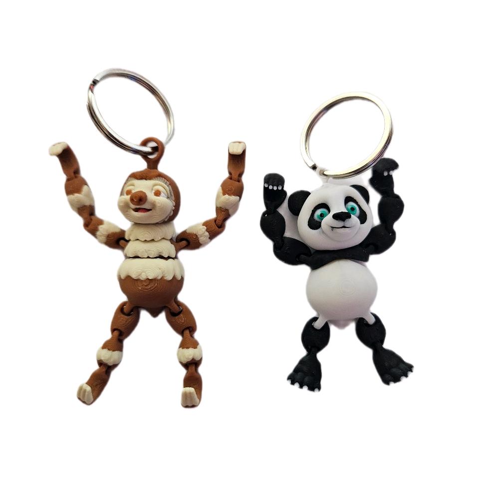 FlexiFactory Adorable Flexi Keyrings – Panda, Monkey & Sloth - Fidget toys - Image 2