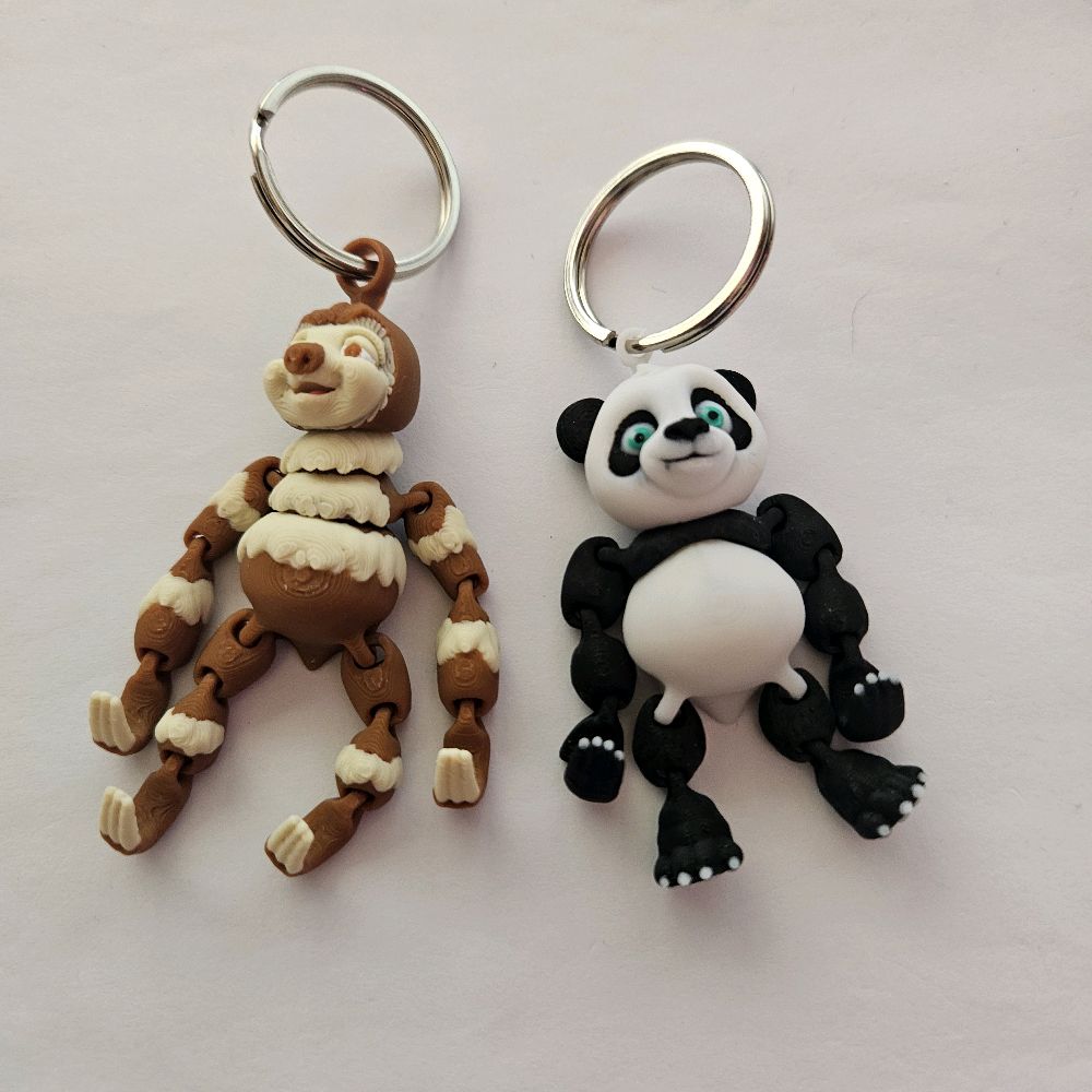FlexiFactory Adorable Flexi Keyrings – Panda, Monkey & Sloth - Fidget toys - Image 3