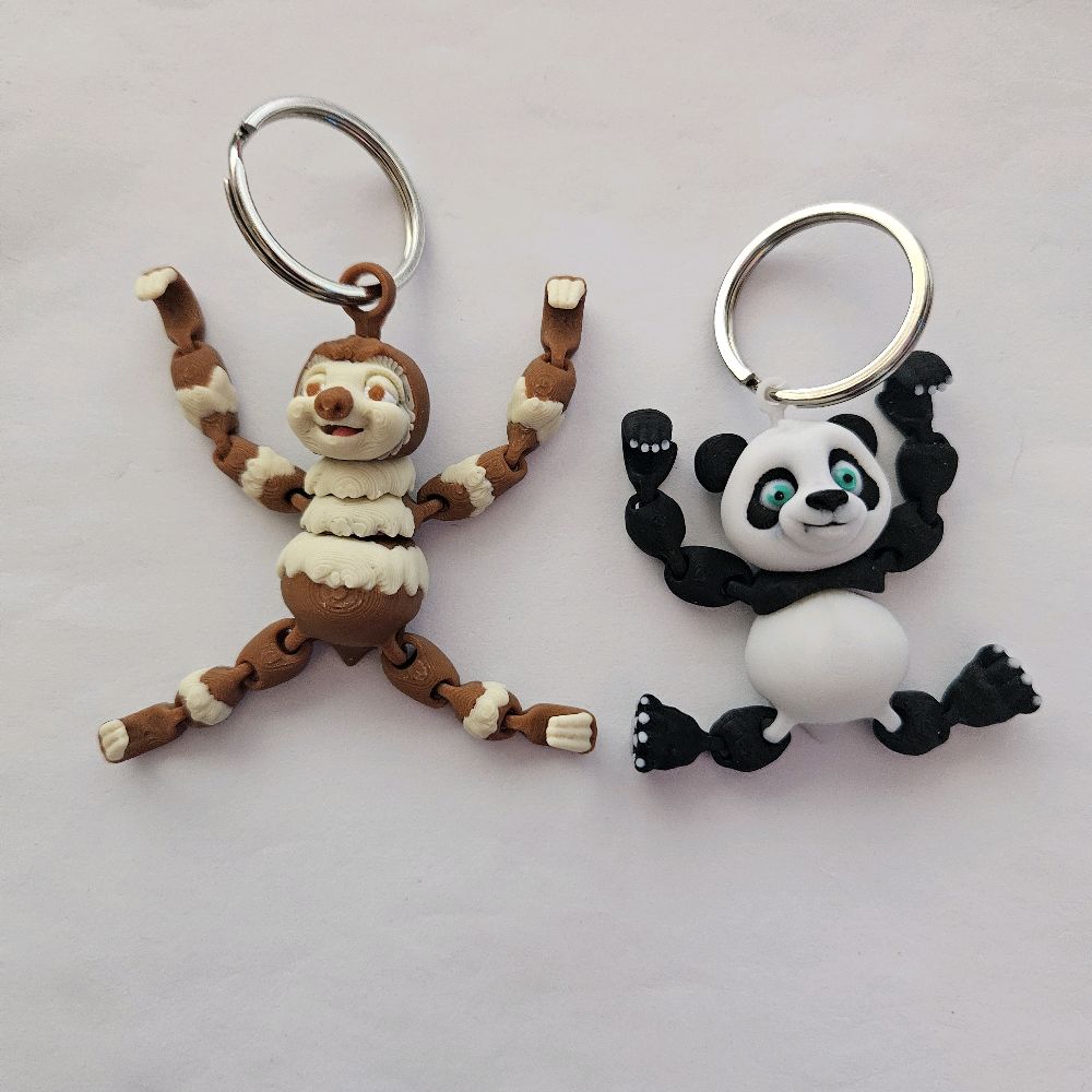 FlexiFactory Adorable Flexi Keyrings – Panda, Monkey & Sloth - Fidget toys - Image 4