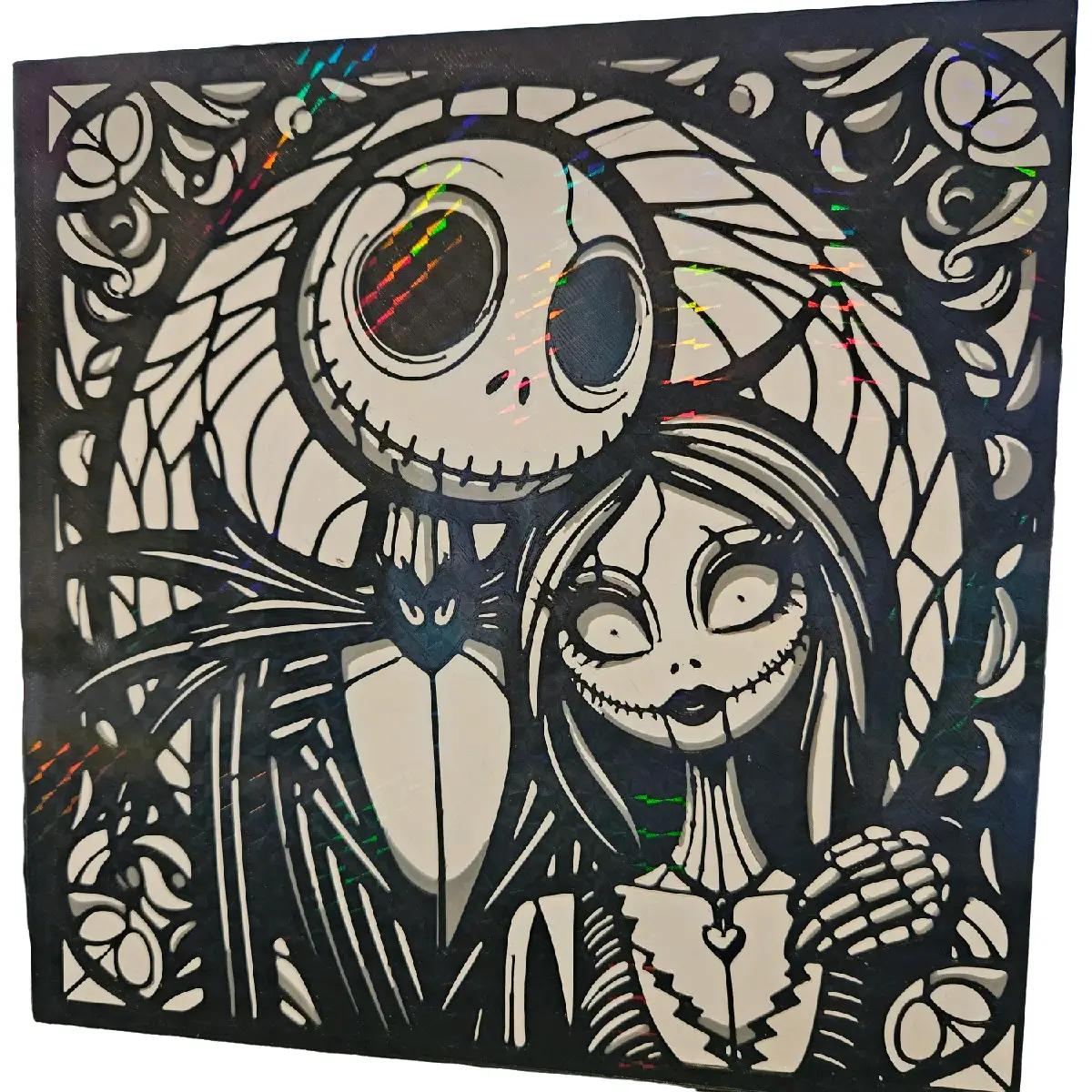 Nightmare Before Christmas 3D Printed Picture - Home Decor Poster Wall Photo 18cm x 18cm Holographic Universe Room Artistic