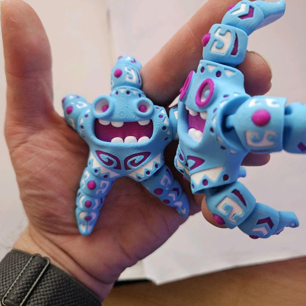 3D Printed Set of 2, Articulated Tattooed Starfish Fidget Toy Set for ADHD, Autism and Anxiety Relief - Image 3