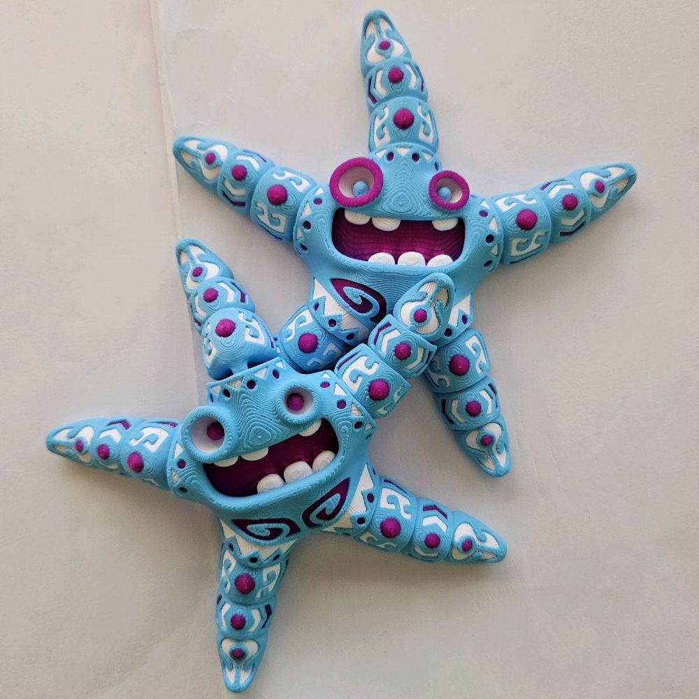 3D Printed Set of 2, Articulated Tattooed Starfish Fidget Toy Set for ADHD, Autism and Anxiety Relief - Image 4