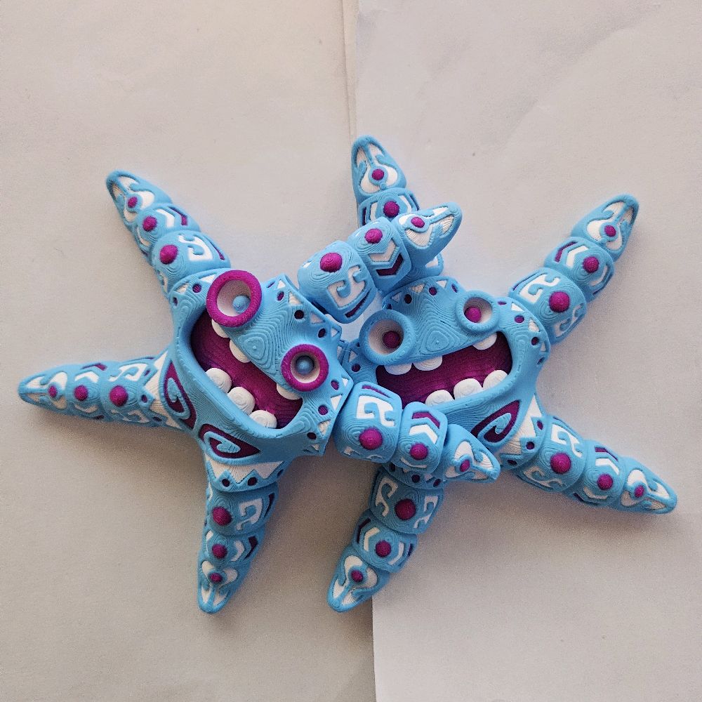 3D Printed Set of 2, Articulated Tattooed Starfish Fidget Toy Set for ADHD, Autism and Anxiety Relief - Image 5