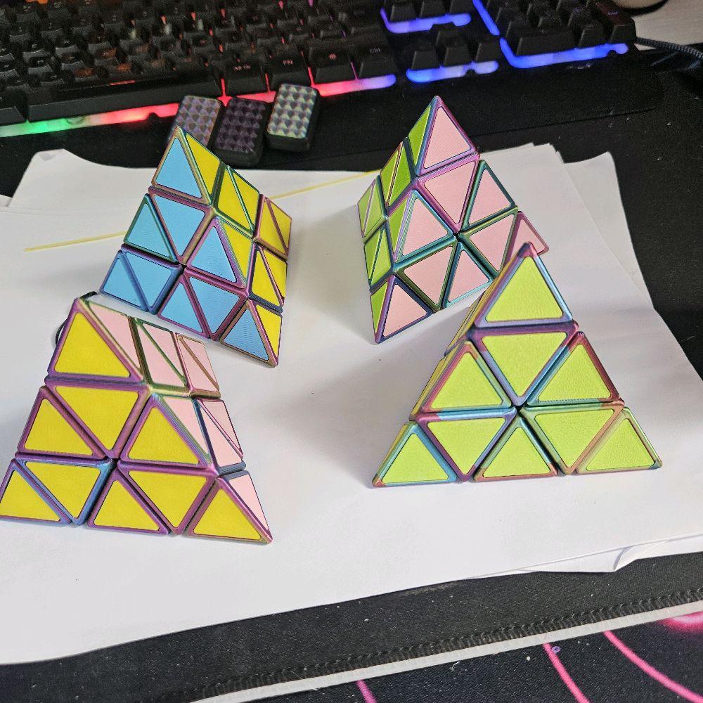 PrismBix 4-Sided Colour Matching Puzzle Prism - Pink, Yellow, Green & Blue - 3D Printed Fidget Brain Teaser