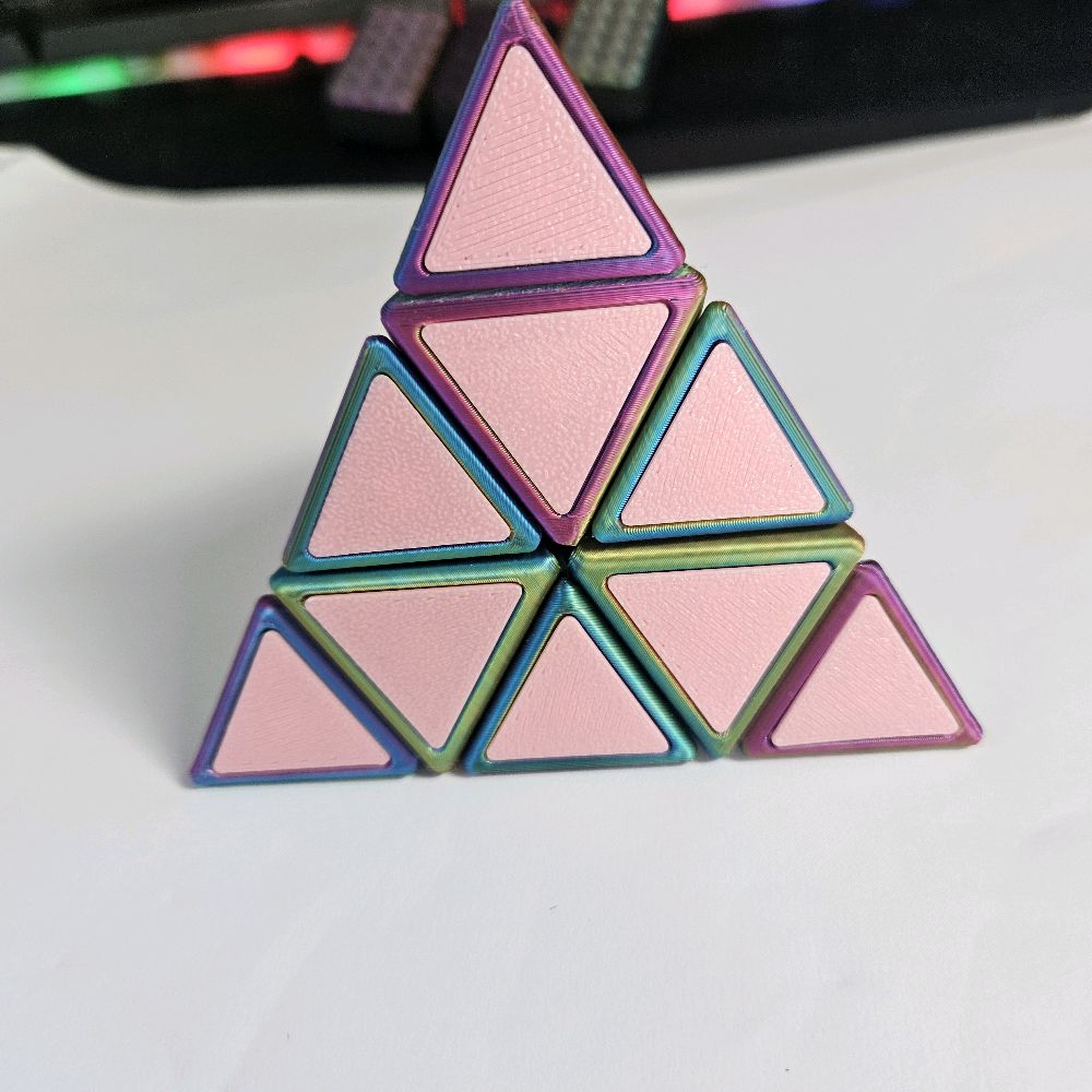 PrismBix 4-Sided Colour Matching Puzzle Prism - Pink, Yellow, Green & Blue - 3D Printed Fidget Brain Teaser - Image 2